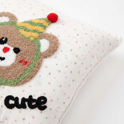 Dětská přikrývka 2 v 1, která se promění v polštář – Medvídek «cute» – detail