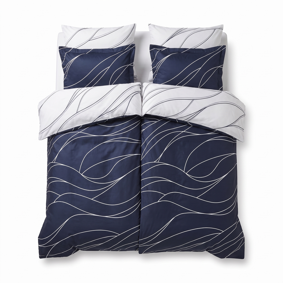 Sada povlečení se 2 povlaky na přikrývku MESY NAVY BLUE — pohled zepředu